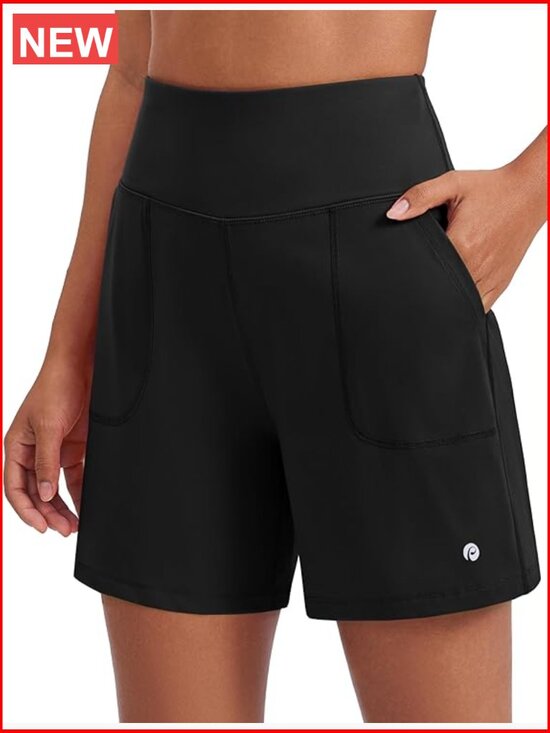 Pants - High Waisted 6" Running Shorts with Pockets Workout Yoga Athletic